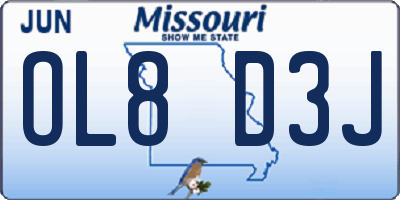 MO license plate OL8D3J
