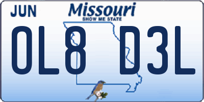 MO license plate OL8D3L