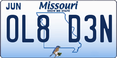 MO license plate OL8D3N