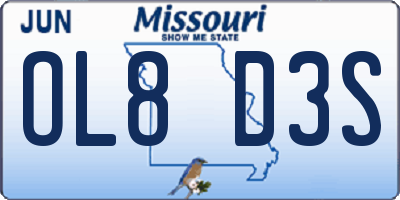 MO license plate OL8D3S