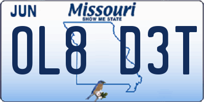 MO license plate OL8D3T
