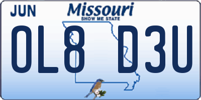 MO license plate OL8D3U