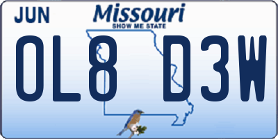 MO license plate OL8D3W
