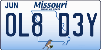 MO license plate OL8D3Y