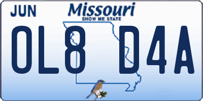 MO license plate OL8D4A