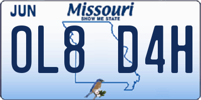 MO license plate OL8D4H