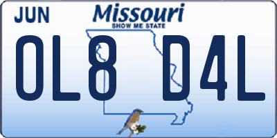 MO license plate OL8D4L