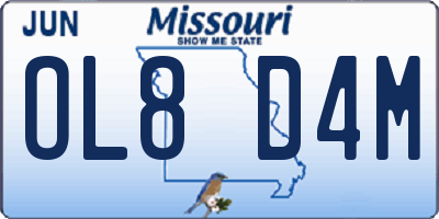 MO license plate OL8D4M