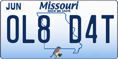 MO license plate OL8D4T