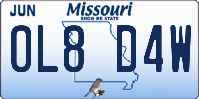 MO license plate OL8D4W