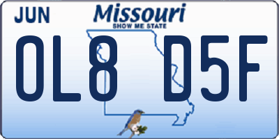 MO license plate OL8D5F