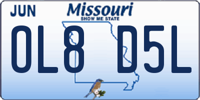 MO license plate OL8D5L