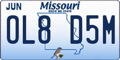 MO license plate OL8D5M