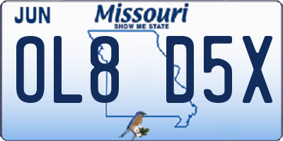 MO license plate OL8D5X
