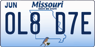 MO license plate OL8D7E