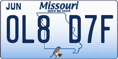 MO license plate OL8D7F
