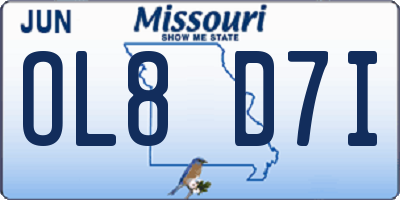 MO license plate OL8D7I