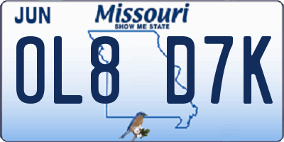 MO license plate OL8D7K