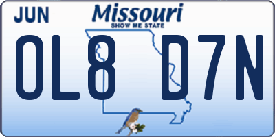 MO license plate OL8D7N