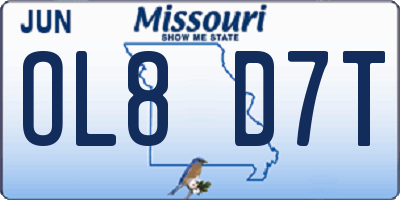 MO license plate OL8D7T