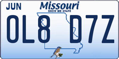 MO license plate OL8D7Z