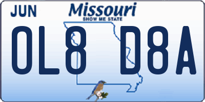 MO license plate OL8D8A