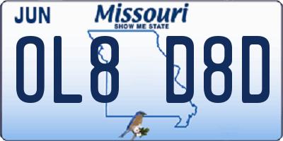 MO license plate OL8D8D
