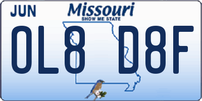 MO license plate OL8D8F