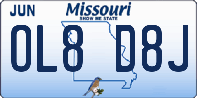 MO license plate OL8D8J