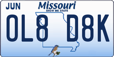 MO license plate OL8D8K