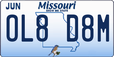 MO license plate OL8D8M