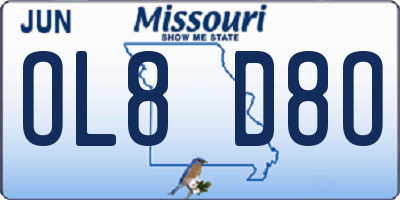 MO license plate OL8D8O