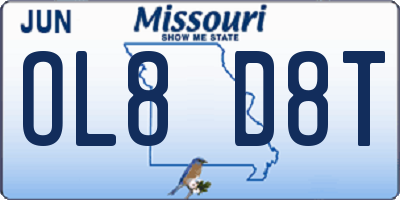 MO license plate OL8D8T