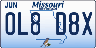 MO license plate OL8D8X