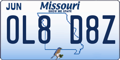 MO license plate OL8D8Z