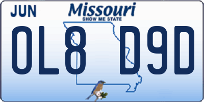 MO license plate OL8D9D