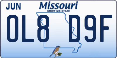 MO license plate OL8D9F