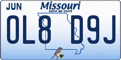 MO license plate OL8D9J