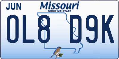 MO license plate OL8D9K