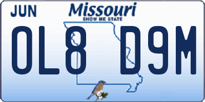 MO license plate OL8D9M