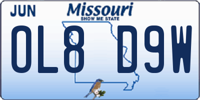MO license plate OL8D9W