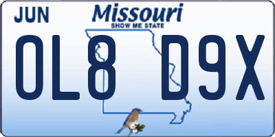 MO license plate OL8D9X