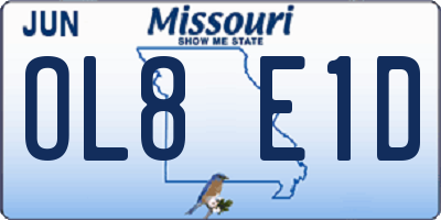 MO license plate OL8E1D