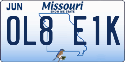 MO license plate OL8E1K