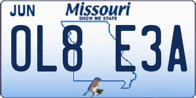 MO license plate OL8E3A