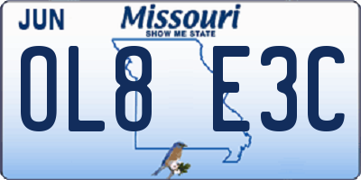 MO license plate OL8E3C
