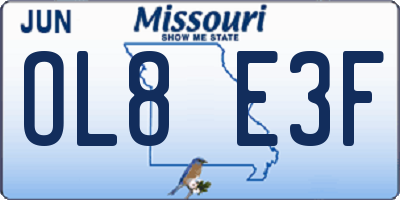 MO license plate OL8E3F