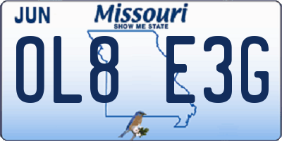MO license plate OL8E3G