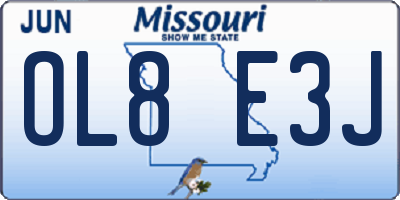 MO license plate OL8E3J