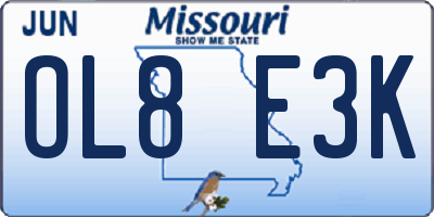 MO license plate OL8E3K
